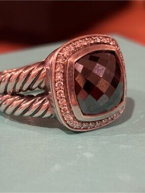 David Yurman Albion Onyx & Diamond Sterling Silver Ring Size 7